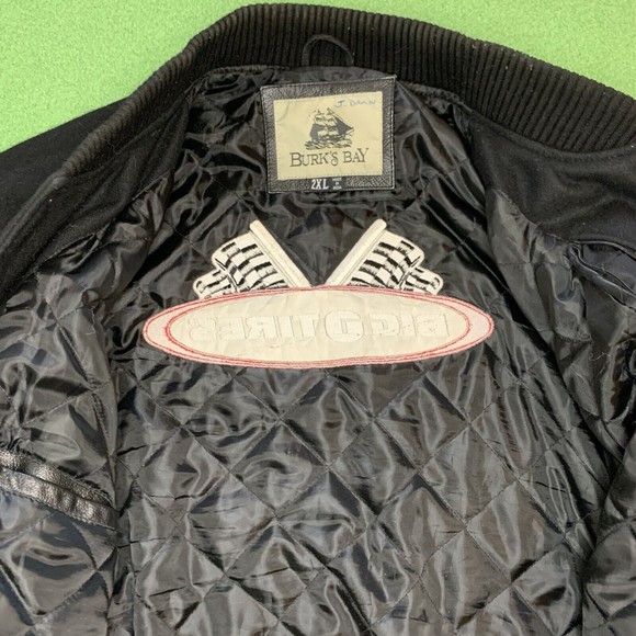 Vintage Big O Tires Black Employee Leather Bomber Jacket Burk's Bay Men's XXL - Picture 10 of 11